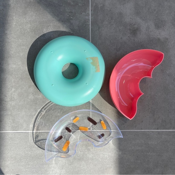 Container: Donut shape Teal and Pink with Sprinkles Perfect for Coffee Table - Picture 3 of 5